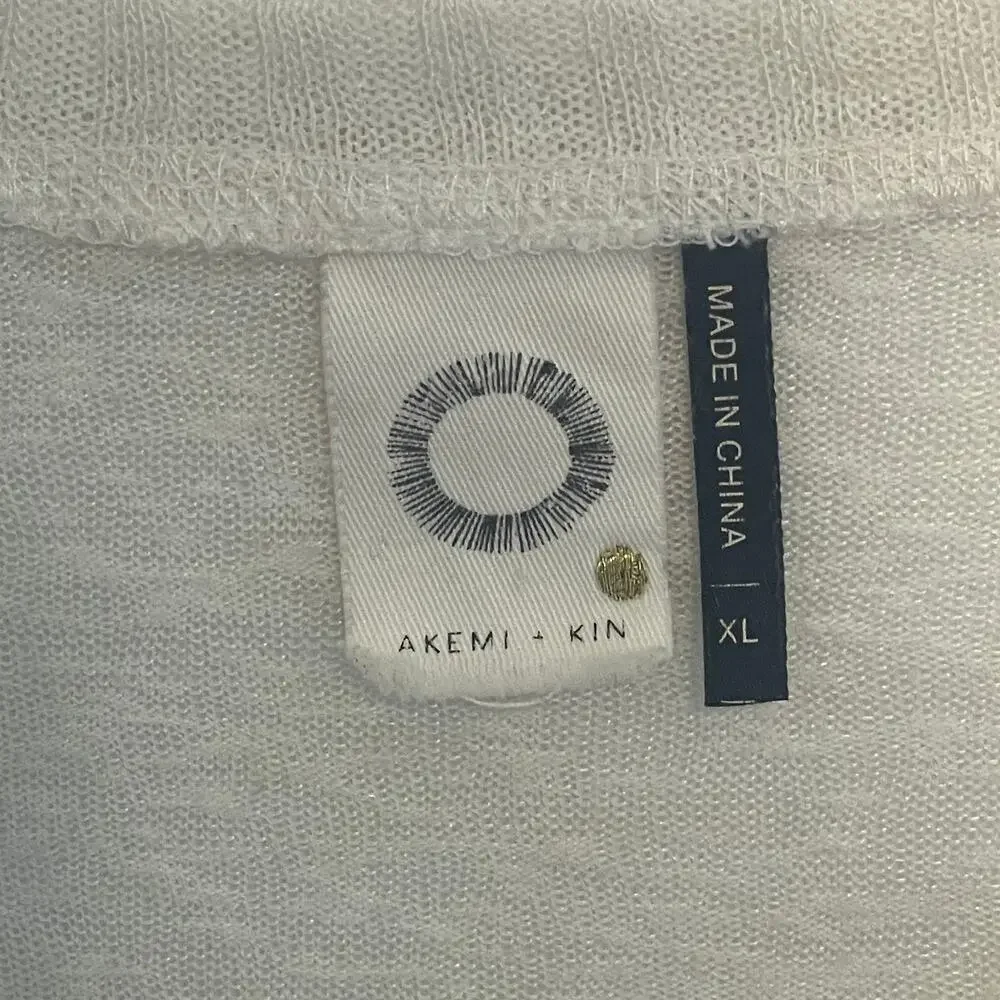 Anthropologie Akemi + Kin Ezri Asymmetrical Tunic Womens Large Ivory Burnout Top - Picture 6 of 9